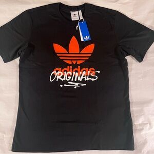 Adidas Originals Men's Training Supply Street 1 T-Shirt Large Black/Orange/White
